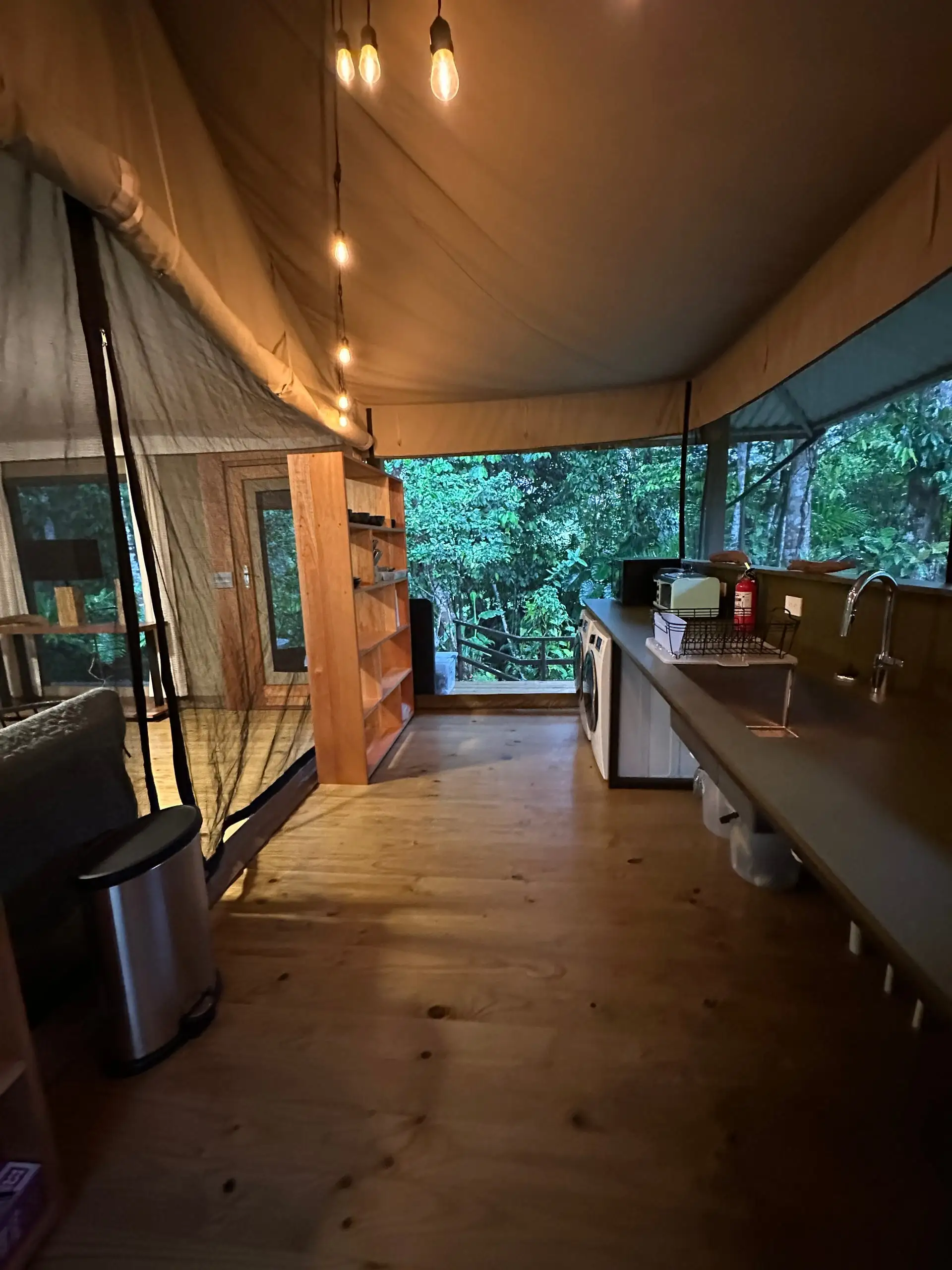 The kitchen counter and gas stove